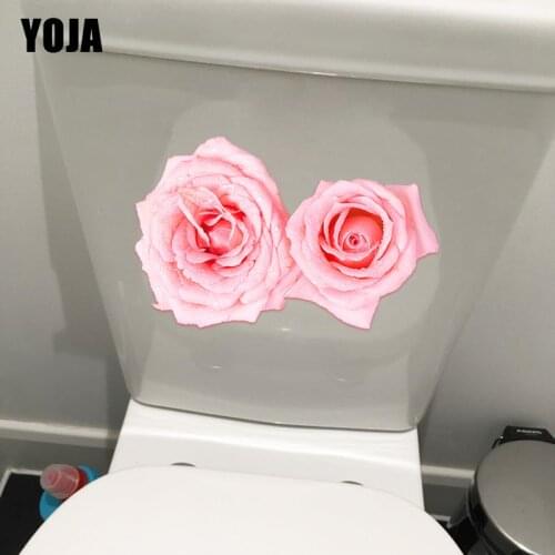 YOJA 23.4X14.8CM Real Shot Pink Rose Fashion Living Room Wall Decor Creative Toilet Sticker T1-1510