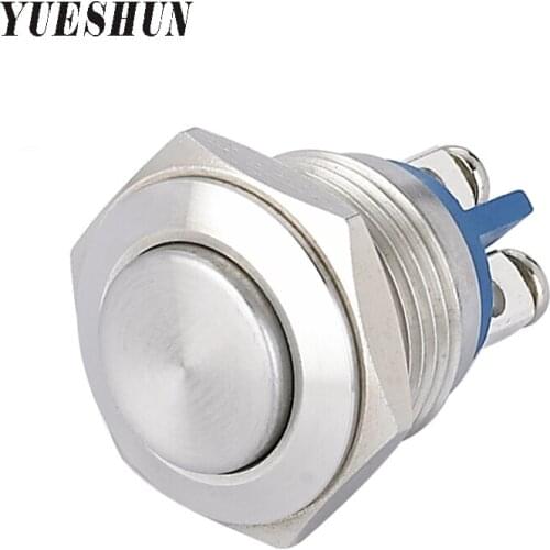 YUESHUN 16mm Pressure Switch Metal Push Button Switch Stainless Steel Electric Equipment Button Smart Home High Round Switches