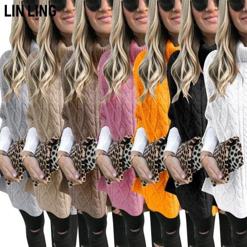 Street Trend Women High Neck Pullover Sleeve Split Features Loose Basic Autumn Sweater