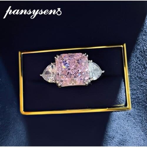 PANSYSEN Solid Silver 925 Sapphite Citrine Simulated Moissanite Gemstone Cocktail Rings for Women Wedding Fine Jewelry Wholesale