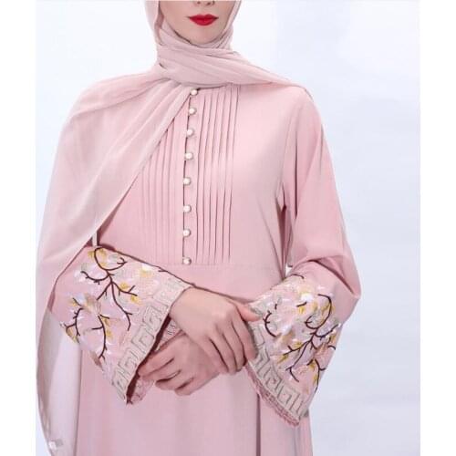 Plus Size Ramadan Flower Embroidery Abaya Hijab Muslim Dress Female Caftan Turkish Islamic Kaftan Robe Musulman Abaya Islam