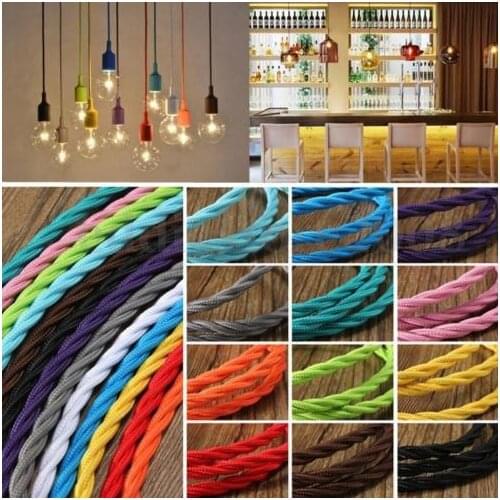 10 Meters Fabric Cable Cord For Vintage Pendant Light 110/220V Decoration Lamp Cables Gold Knitted Cloth Twisted Electrical Wire