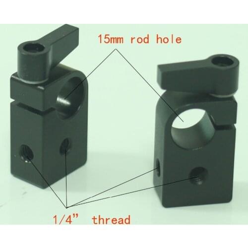 2 Pack Single Rod Clamps rail block 1/4" Fr 15mm Support Rail System DSLR Rig