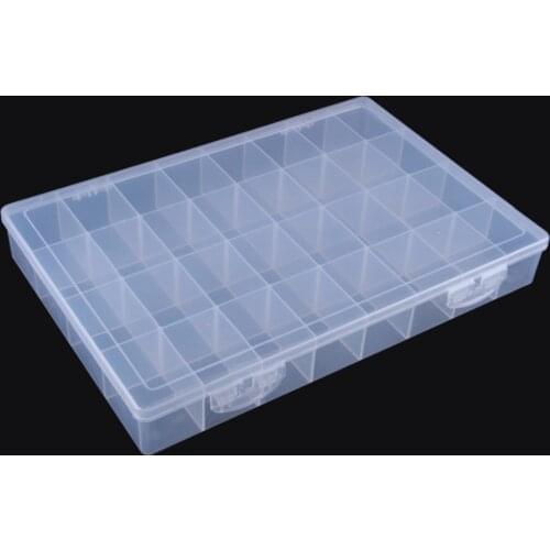 36 check Plastic Comparted Tool Collect Case Components Box Clear White