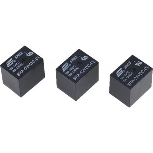 5Pcs 5V 12V 24V 20A DC Power Relay SRA-05VDC-CL SRA-12VDC-CL SRA-24VDC-CL 5Pin PCB Type In stock Black Automobile relay
