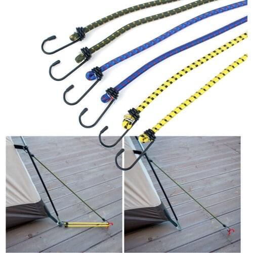 6Pcs/Set Outdoor Binding Rope Tent Elastic Band Clothesline Camping Accessories Luggage Strap With Hook Ends