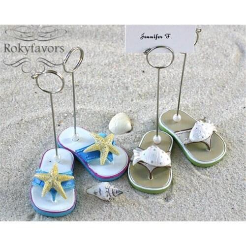 60pcs=30pairs/lot Nice Beachcombers Starfish Flip Flop Place Card Holder Wedding Favors Beach Theme Party Favors