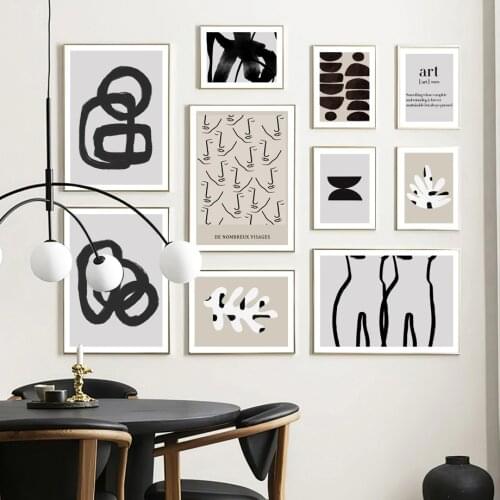 Abstract Line Pattern Visage Body Coral Wall Art Canvas Painting Nordic Posters And Prints Wall Pictures For Living Room Decor