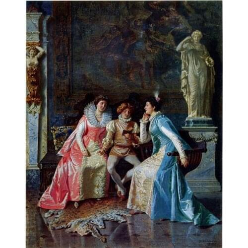 Free shipping classical court figure canvas prints build scenery oil painting printed on canvas wall art decoration picture