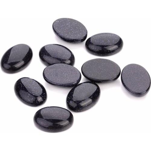 LOULEUR 10pcs/lot Blue Sand Natural Stone Cameo Cabochon Beads Oval Shape Diy Cabochon Setting Beads For Jewelry Making Findings