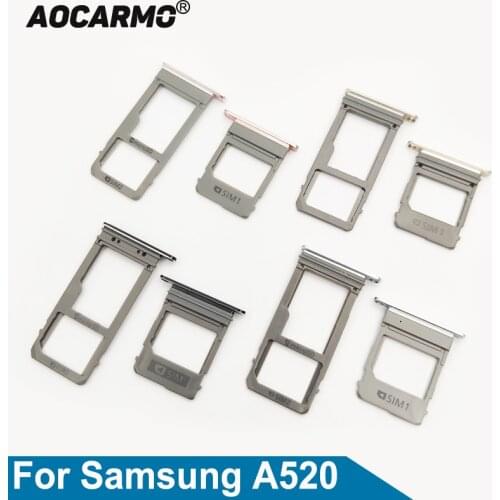 Aocarmo For Samsung Galaxy A5 (2017) A520 A7 A720 Dual & Single Sim Card MicroSD Holder Nano Sim Card Tray Slot Replacement Part
