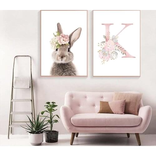 Baby Poster nome personalizzato della ragazza Poster personalizzato Nursery Prints fiore rosa Wall Art Canvas Painting Pictures