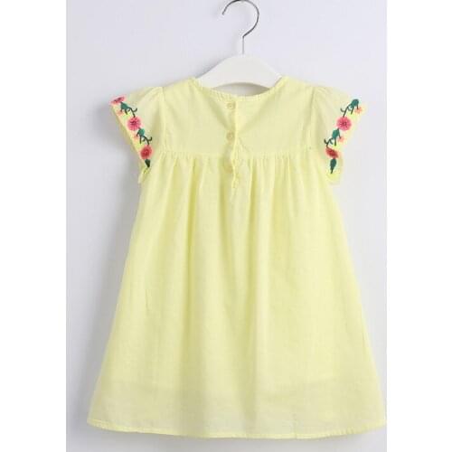 2021 Kids Girls Short Sleeve Flower Embroidery Dress Summer Stylish Dress For Children Girls