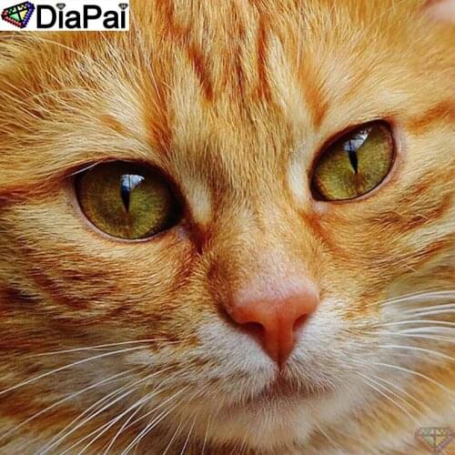 DIAPAI Art 5D Diy Diamond Painting "Animal cat" Diamond Pictures Cross Stitch 3D Rhinestone Embroidery Decor A26680