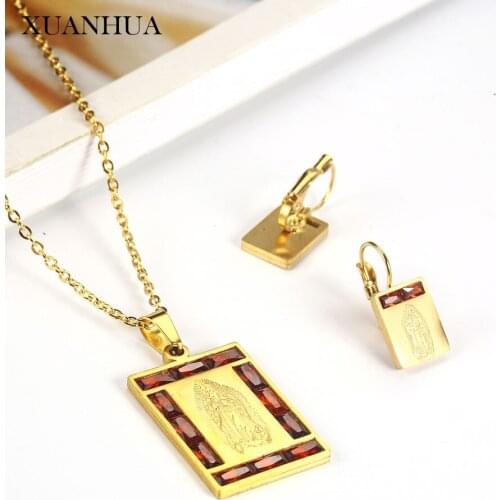 XUANHUA Stainless Steel Jewelry Set Religion Ethnic Necklace Earrings Set Woman Vogue 2019 Jewelry Accessories Mass Effect