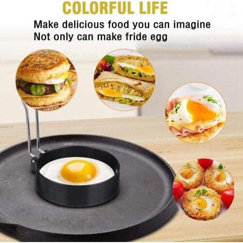 Round Egg Ring Set for Frying or Shaping Eggs Non Stick Round Breakfast Egg Maker Molds with Oil Brush
