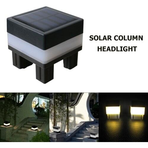 Square Solar Powered Pillar Light Waterproof Outdoor Post Cap Light LED Fence Street Lamp for Cottage Courtyard Garden Decor
