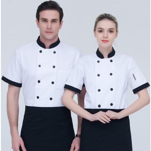 Summer Chef Jacket Short Sleeve Chef Uniforms Kitchen Restaurant Cooking Clothes Double Breasted Food Service Costume
