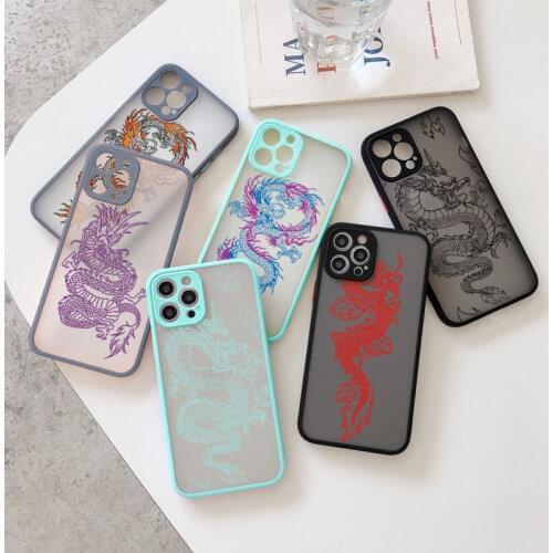 Fashion Dragon Transparent Matte Hard PC Cover For Huawei P30 P20 Pro P40 Lite Y9 Prime Y6 Y7 2019 Nova 6 SE Shockproof Case Bag