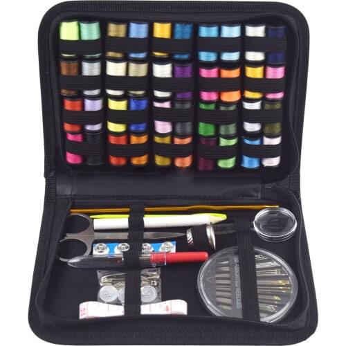 GOMING Sewing Box Set Kit Embroidery Thread Filled With Magnifier Scissors Threaders Spool Measure Knitting Needles Tools