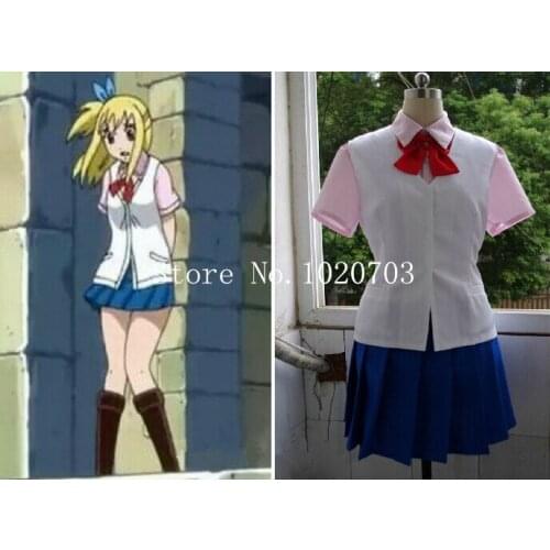 NEW Free Shipping Fairy Tail Lucy Heartfilia Cosplay Costume Made Sailor suit