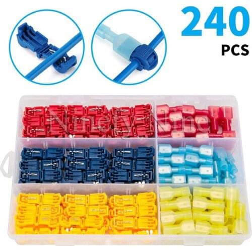 New T-Tap Wire Connectors Self-Stripping Quick Splice Electrical Wire Terminals, Insulated Male Quick Disconnect Spade Terminals