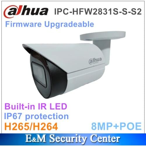 Original dahua 8MP IPC-HFW2831S-S-S2 8MP POE CCTV Lite IR Fixed-focal Bullet Network Camera