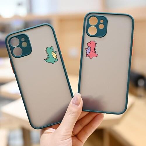 NEW Dinosaur Bear Pairs Couple Pattern Shockproof Phone Case for iPhone 11 12 Pro XS Max XR 6s 7 8 Plus SE2 Mini Silicone Cover