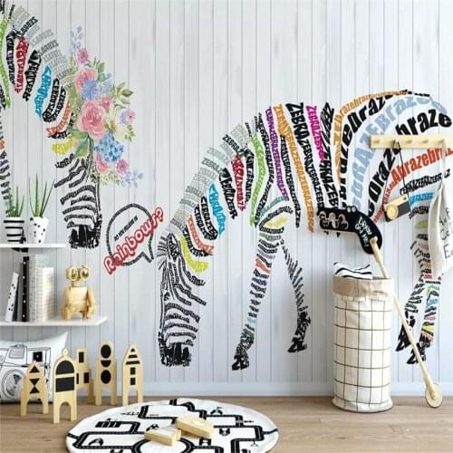 Nordic abstract zebra flower Nordic background wall decoration painting professional production mural custom photo wallpaper