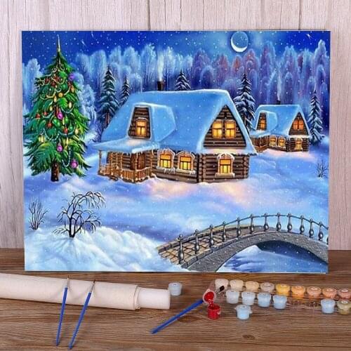 Christmas Ball With Snow Coloring By Numbers Painting Package Acrylic Paints 50*70 Paiting By Numbers Wall Paintings Drawing