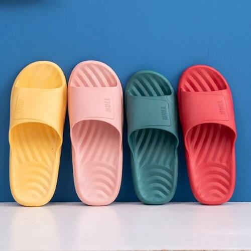 New summer non-slip home couple macarons color PVC slippers for men and women thick-soled sandals