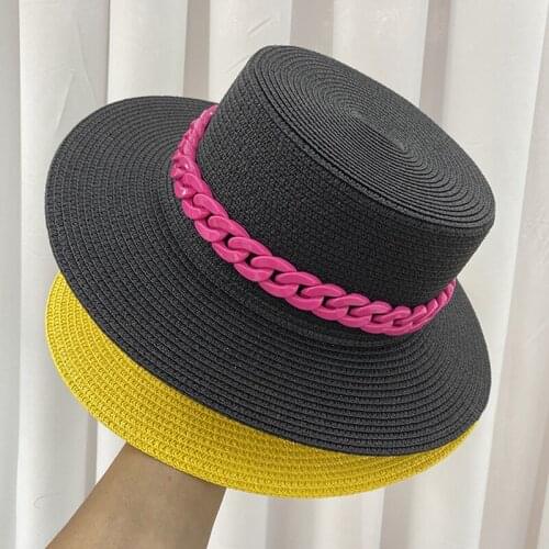 Color Sun Hats Summer Spring Women Wide Brim Solid Straw Hats Outdoor Beach Travel Sun Protective Handmade Casual Hats Hip Hop