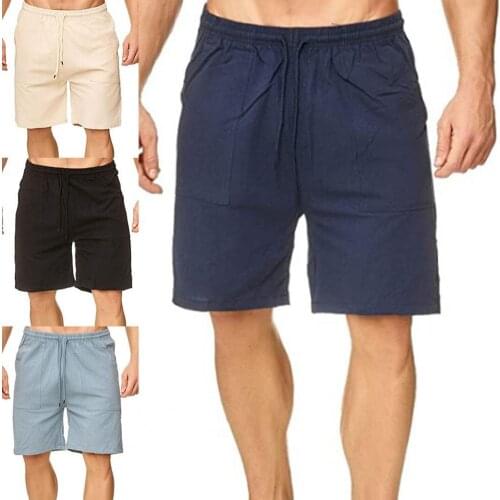 Summer Casual Shorts Men Solid Color Sports Shorts Knee Length Men Wide Leg Two Pockets Training Shorts Streetwear Home Shorts