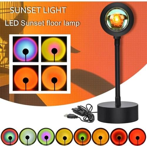 LED Sunset Lights USB Sunset Projector Lamp Rainbow Atmosphere Table Lamp for Home Bedroom Background Wall Decoration Lighting