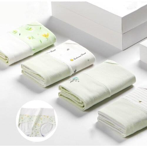 High Waist 4Pcs Panties Women Cotton Slimming Underwear Girls Cute Print Seamless Briefs Female Comfort Lingerie Plus Size M-5XL