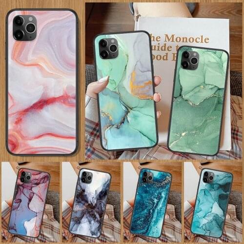Vintage Marble Phone Case For iphone 5 5S SE 2 6 6S 7 8 11 12 Mini Plus X XS XR Pro Max black tpu back luxury coque art shell