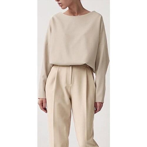 Spring Long Sleeve Top Khaki T-shirt Women Tee Shirt Casual Streetwear Fashion Loose Office Wear Vintage Girls T Shirt Female