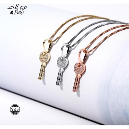 ALLICEONYOU 925 Sterling Silver High Quality Iced Out Cubic Zirconia Fashion Key Pendant Hip Hop Fashion Jewelry Elegant Gift