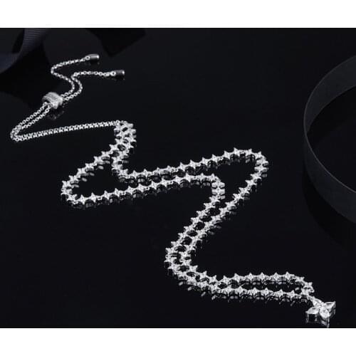 SLJELY High Quality 925 Sterling Silver Cubic Zirconia Stars Style Chain Starry Necklace Choker Women Fine Fine Party Jewelry