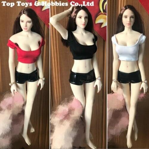 1/6 Scale Female Short Sleeve Pants Elastic Ice Silk Clothes For 12inch TBL Figure Body Toys