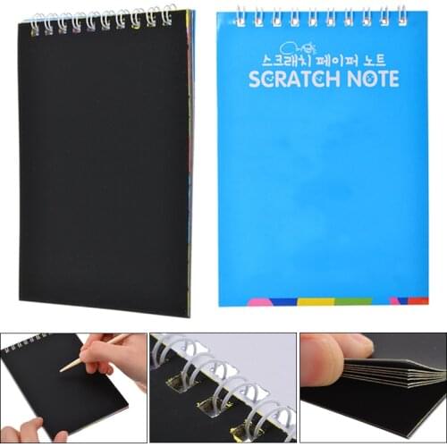 1PC Colorful Rainbow Scratch Paper Note Book Fully Black DIY Drawing Toys Coloring Painting Kids Gift Toys Color Random