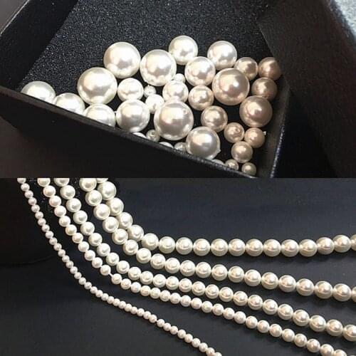 10pcs Natural Shell Pearl Round Loose Beads For Jewelry Making Choker Diy Bracelet Jewellery 4/6/8/10/12/mm Perforated Beaded