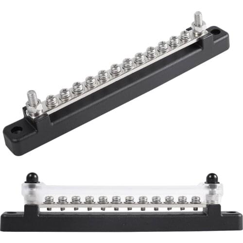 12 Terminal Bus Bar with Transparent Cover 130a Ac/ 150a Dc Power Distribution for Car Boat Marine Caravan Rv Xf-bb001c-6p