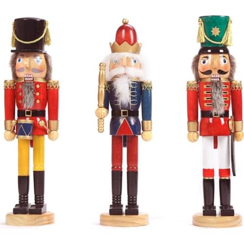3pcs Nutcracker Decoration Wooden Christmas Doll Ornaments 38CM Nutcracker Wooden Table Bedroom Decoration Ornaments