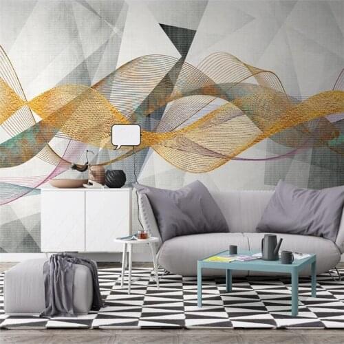 Custom wallpaper 3d Nordic modern minimalist geometric abstract line TV sofa background wall decorative painting 3d wallpaper