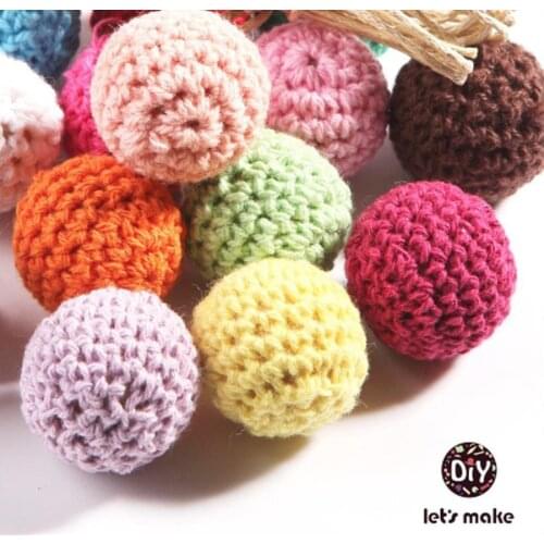 Lets Make 50pc/lot Crochet Round Wooden Beads Crochet Wooden Teether 20mm Decoration Wooden Teething Crochet Beads Baby Teether