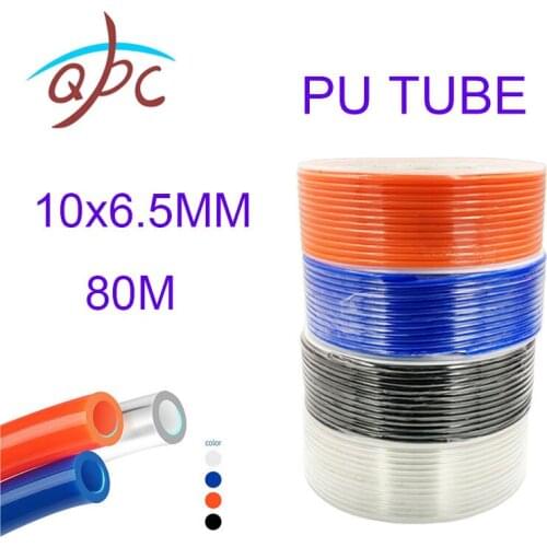 80meters/roll 10x6.5mm Air Hose For Compressor Polyurethane Tubing Pneumatic Tube Pipe PU Hoses Black Transparent Red Blue