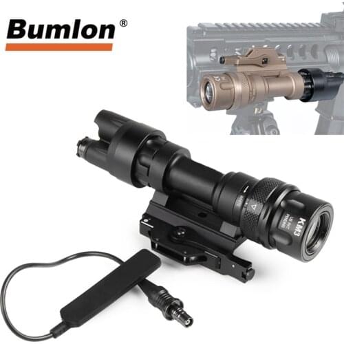 Bumlon Tactical Flashlight Improved M952 12V LED Light 400 Lumens with QD M93 Mount with Mouse Tail Weapon Light Hunting RL8-20