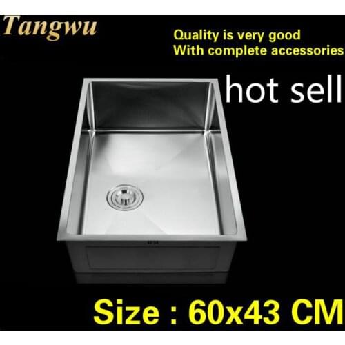 Free shipping Hot sell standard kitchen manual sink single trough wash the dishes 304 stainless steel 600x430 MM