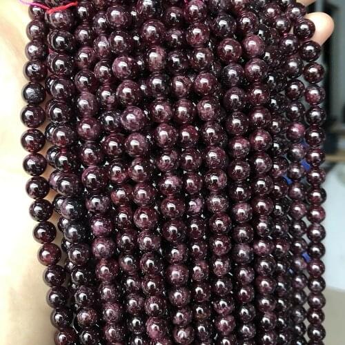 Natural Dark Red Garnet Round Loose Stone Beads For Jewelry Making 15.5" 4.6.8.10.12mm DIY Making Bracelets Necklace Jewellery